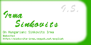 irma sinkovits business card